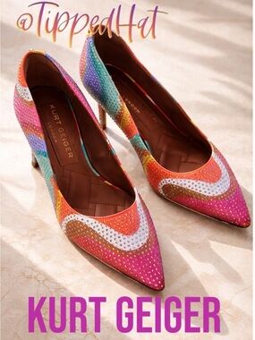 NWOB $195 Kurt Geiger London Rainbow Crystal Pumps Size 36